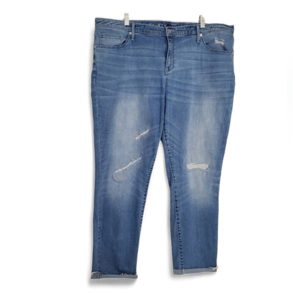 Ava & Viv Women's Distressed Skinny Moulant Jeans Size 20W